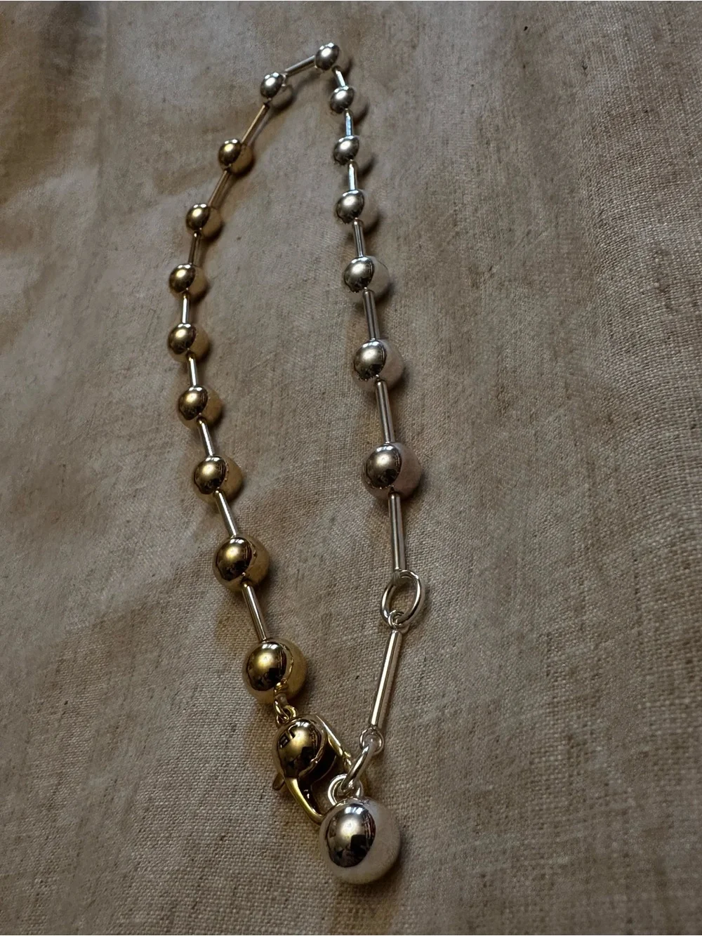 Jenny Bird Two-Tone Bead Link Necklace in Silver & Gold Tones - Picture 8 of 9